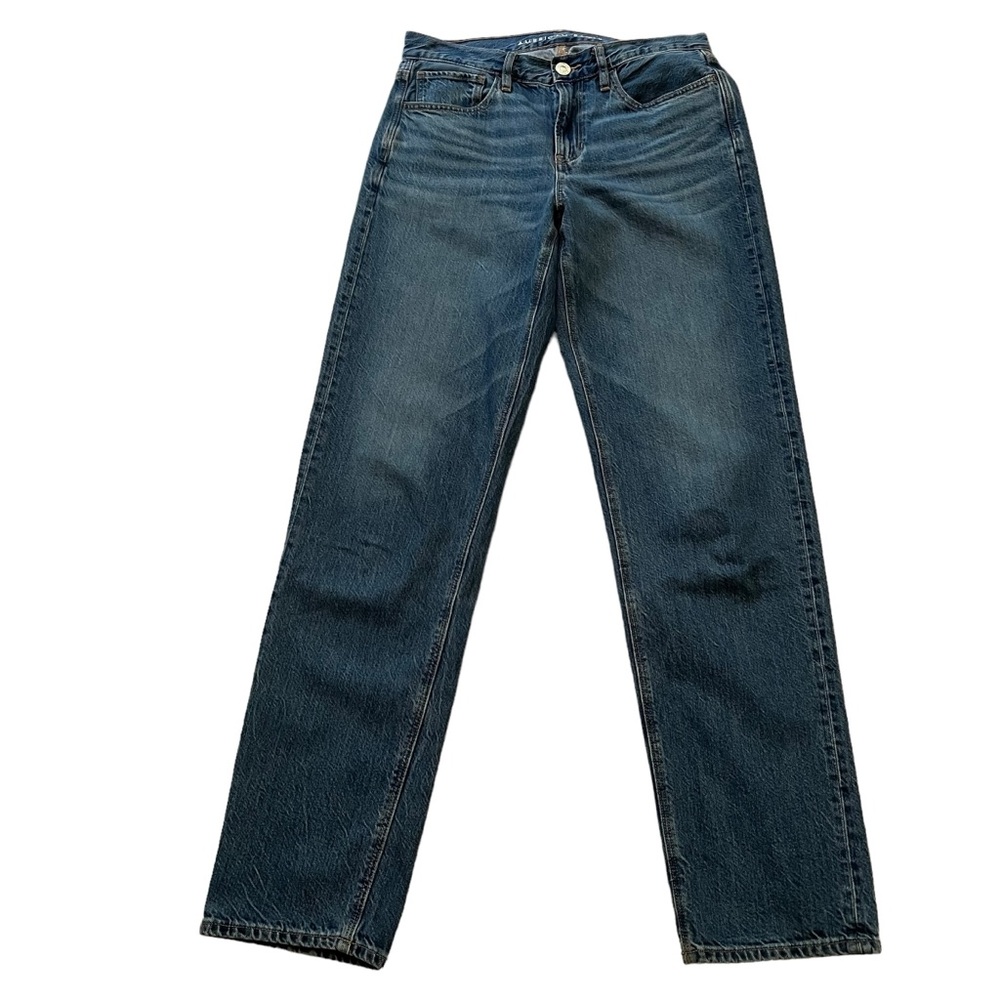 American Eagle Blue Cotton Straight Leg Jeans 6 Tall